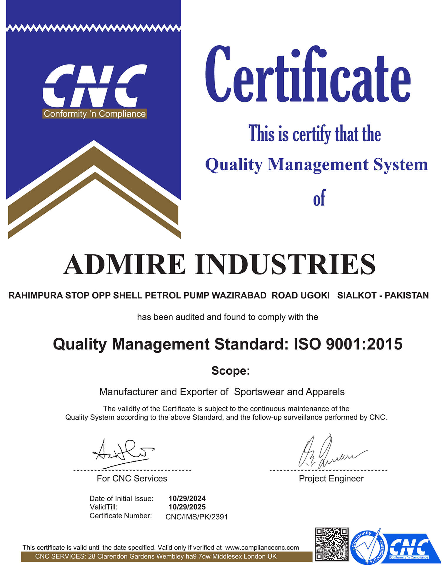 Quality Management Standard (ISO 9001 - 2015)